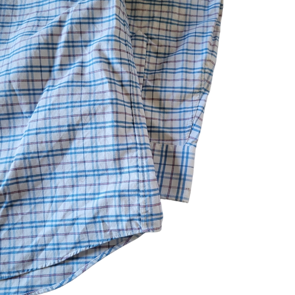 Chaps long sleeve full button collar plaid  front pocket mens dress shirt. - Picture 4 of 5